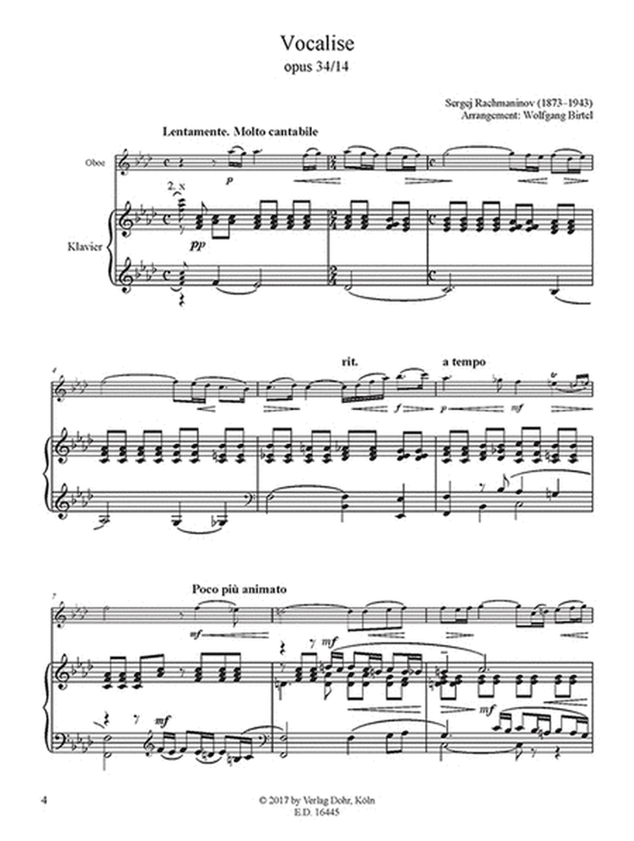 Vocalise op. 34/14 (für Oboe und Klavier)