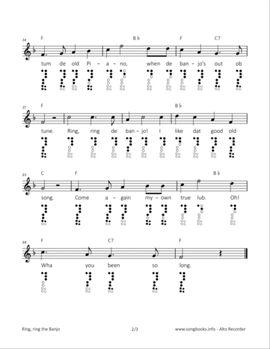 Ring, ring the Banjo Alto Recorder scores gallery preview page 2