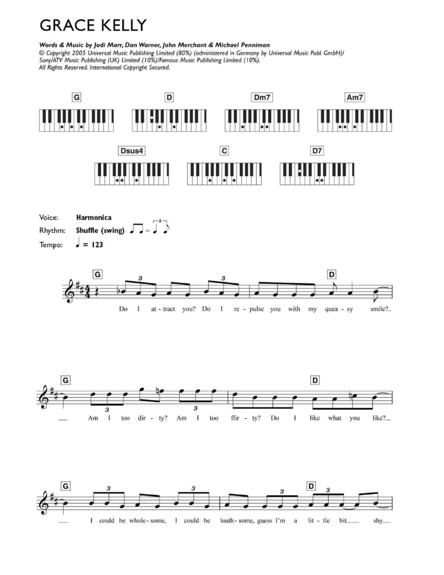 Grace Kelly Piano scores gallery preview page 1