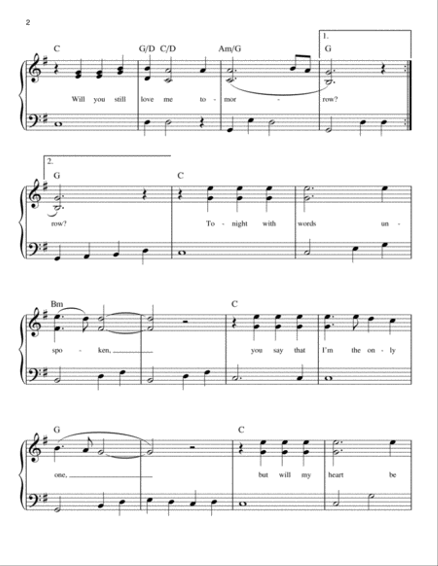Will You Love Me Tomorrow (Will You Still Love Me Tomorrow) Easy Piano scores gallery preview page 2