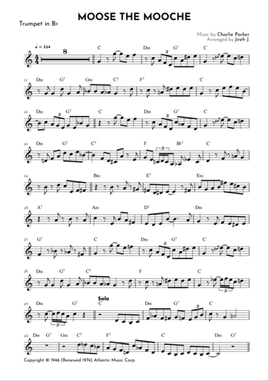Moose The Mooche B-Flat Trumpet scores gallery preview page 2