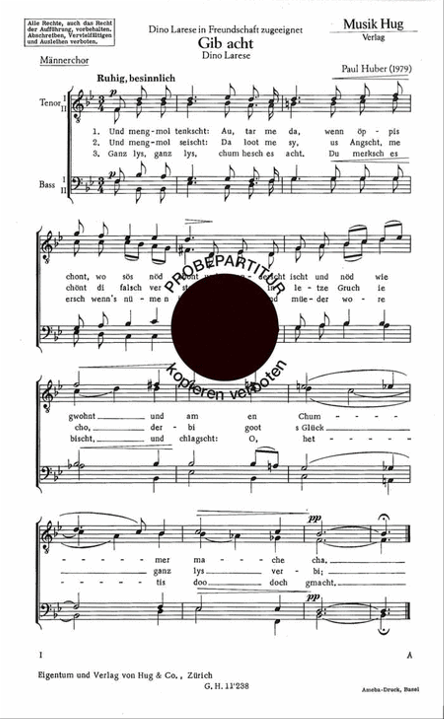 Gib acht Men's Choir scores gallery preview page 1