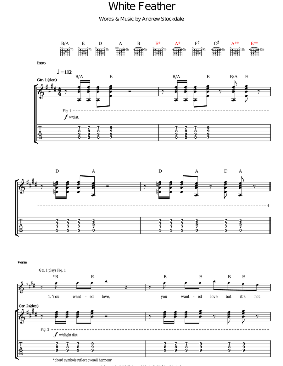 White Feather Acoustic Guitar scores gallery preview page 1