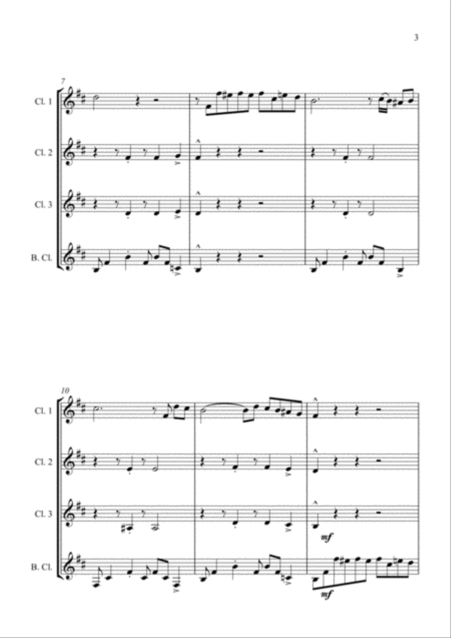 Fur Elise - Jazz Arrangement - for Clarinet Quartet Clarinet Quartet scores gallery preview page 3