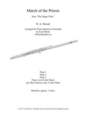 Book cover for MARCH OF THE PRIESTS (from The Magic Flute by W. A. Mozart) - for Flute Quartet or Ensemble