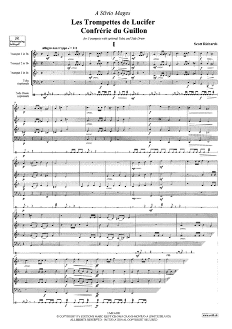 Les Trompettes de Lucifer / Confrerie du Guillon Trumpet Trio scores gallery preview page 3