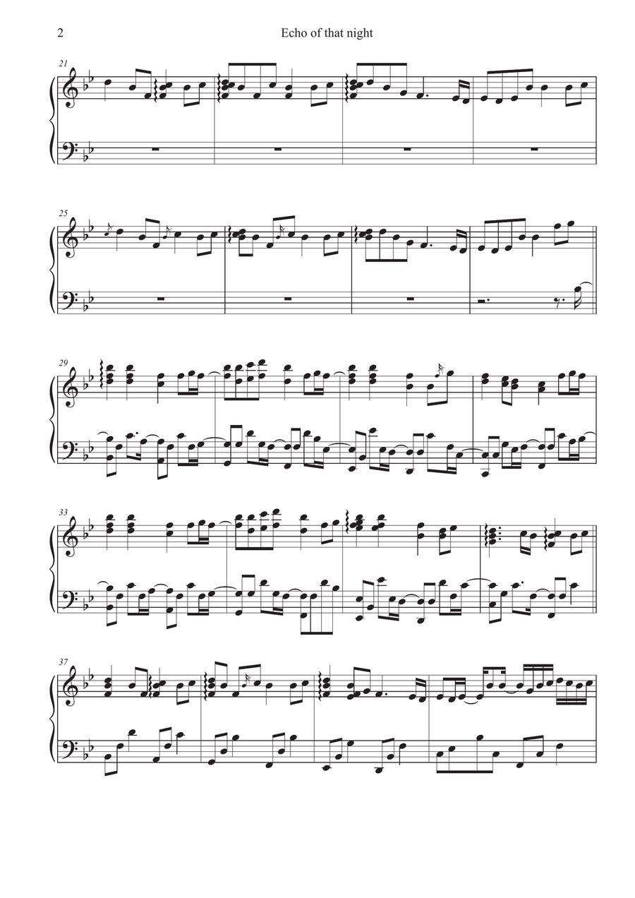 Echo of that night Echo of that night Piano Solo scores gallery preview page 2