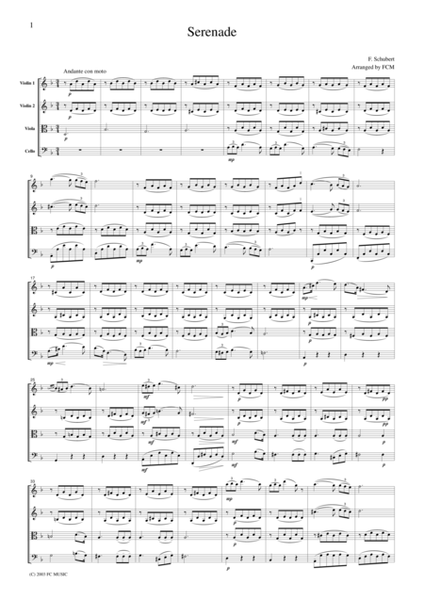 Schubert Serenade, for string quartet, CS003