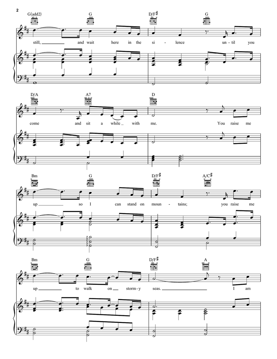 You Raise Me Up Piano, Vocal, Guitar scores gallery preview page 2