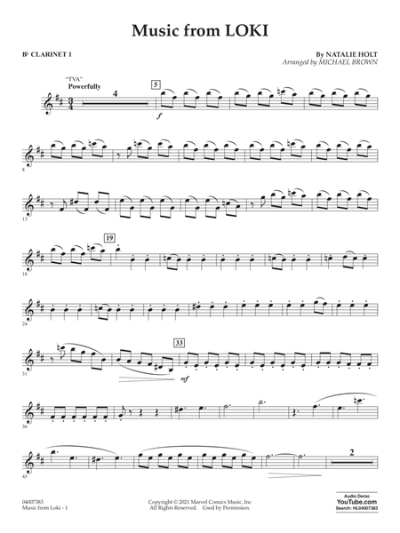Music from "Loki" (arr. Michael Brown) - Bb Clarinet 1