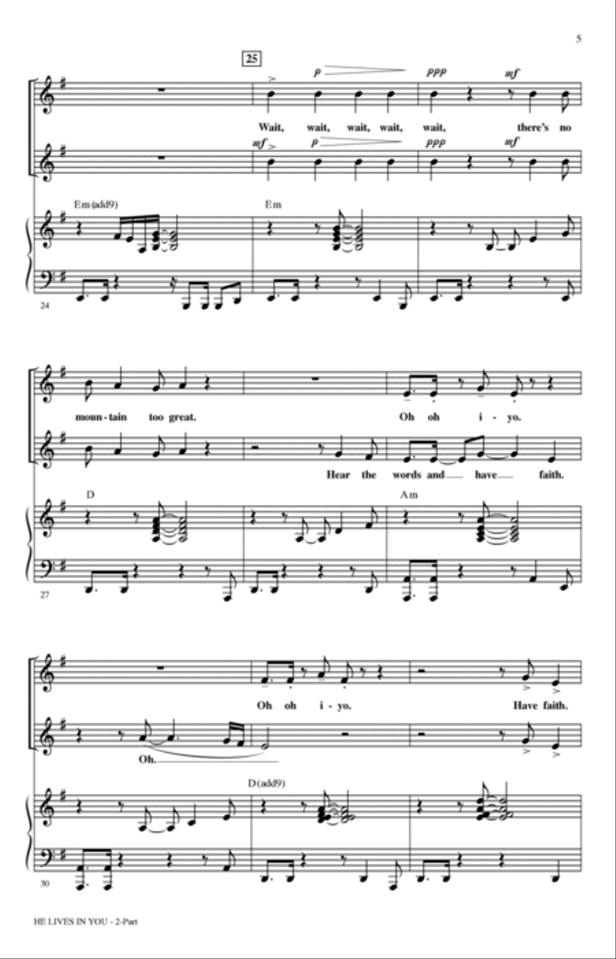 He Lives In You (from The Lion King II: Simba's Pride) (arr. Mark Brymer) 2-Part scores gallery preview page 4