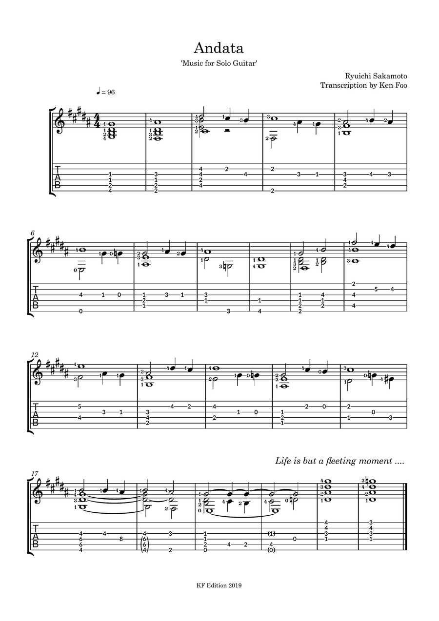 Andata Andata Guitar Tablature scores gallery preview page 1