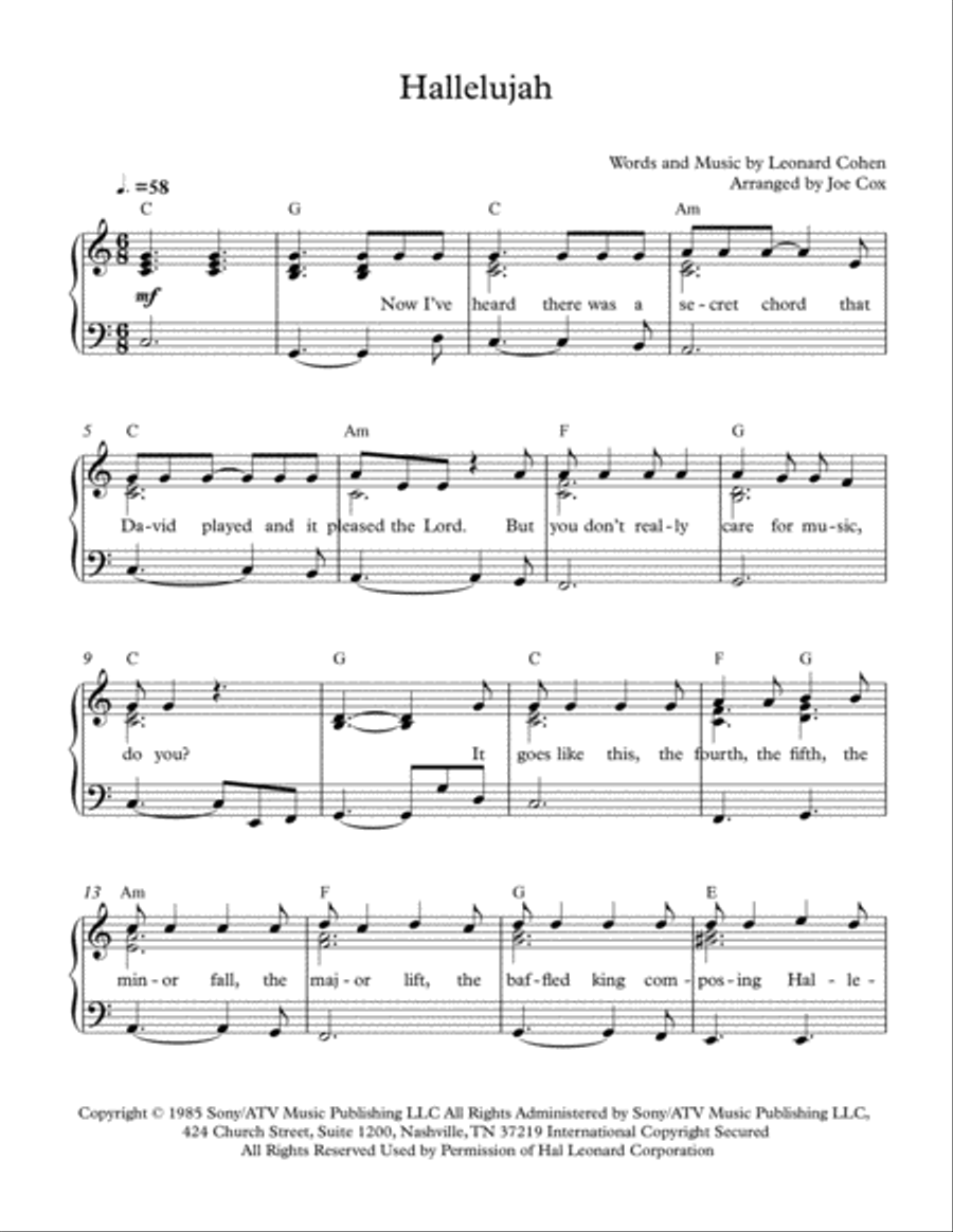 Hallelujah Voice scores gallery preview page 1
