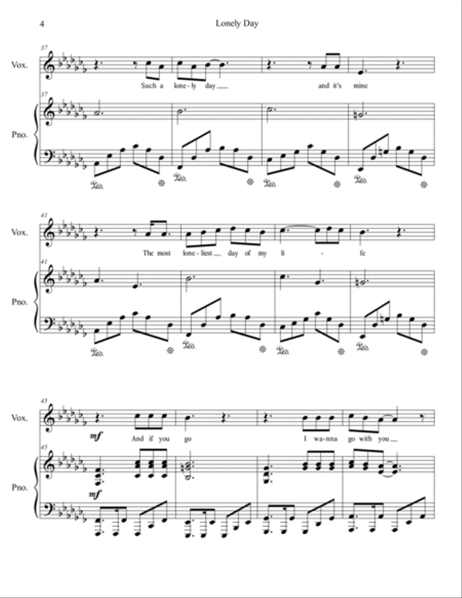 Lonely Day Voice scores gallery preview page 5