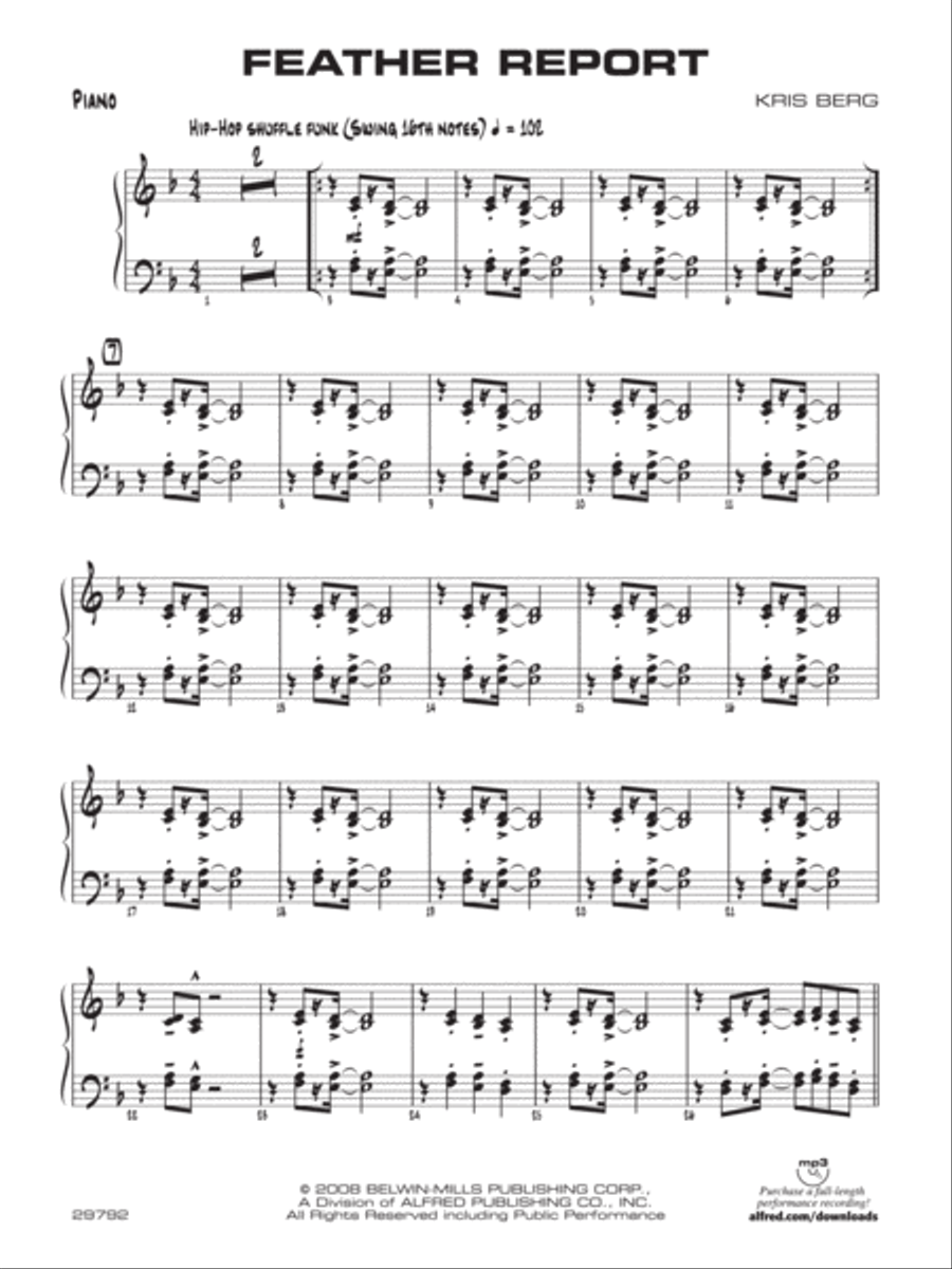 Feather Report: Piano Accompaniment Jazz Ensemble scores gallery preview page 1