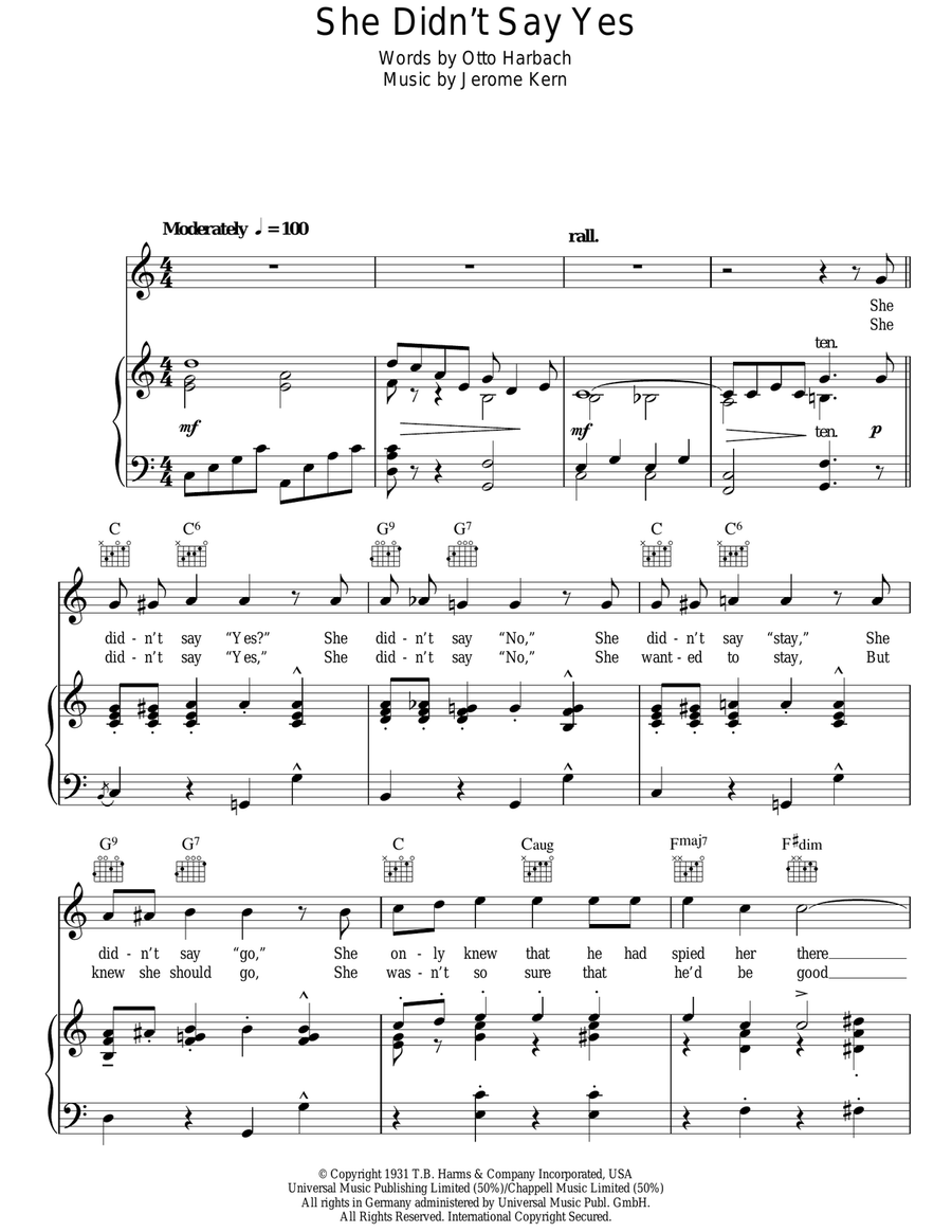She Didn't Say Yes Guitar scores gallery preview page 1