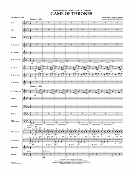 Game Of Thrones (arr. Michael Brown) - Conductor Score (Full Score)