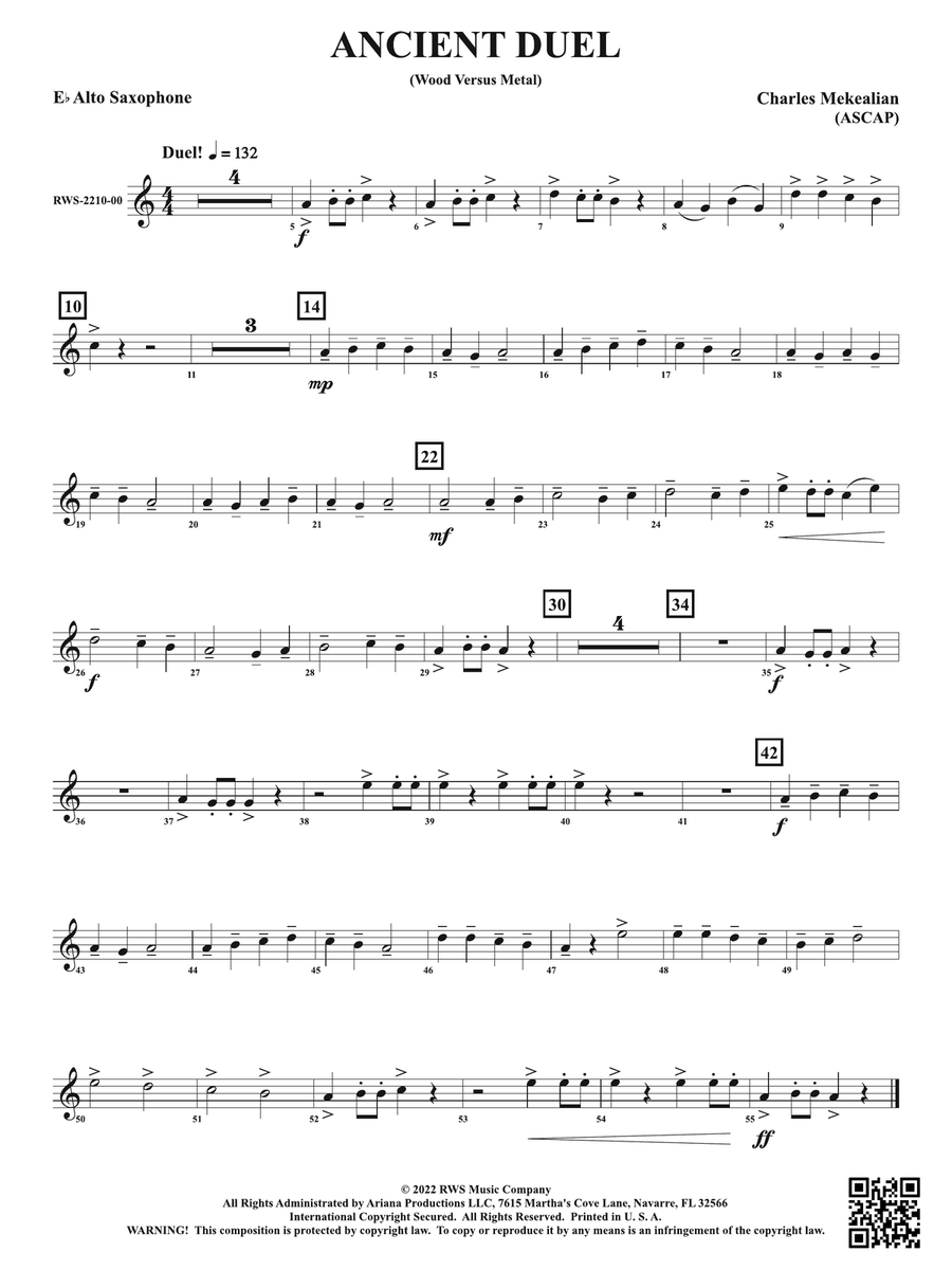 Ancient Duel - Wood Versus Metal: 1st E-flat Alto Saxophone Alto Saxophone scores gallery preview page 1