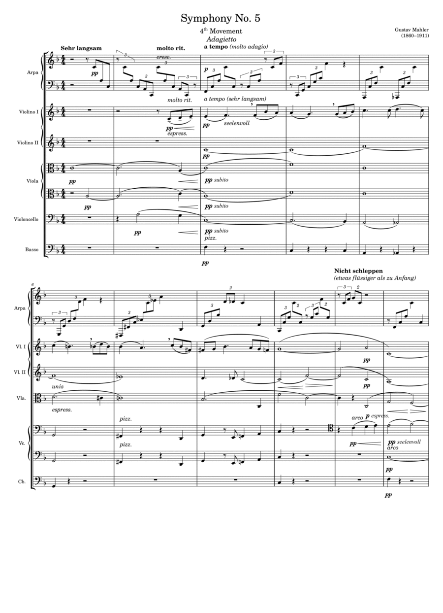 Symphony No. 5, 4th Movement String Quintet scores gallery preview page 1