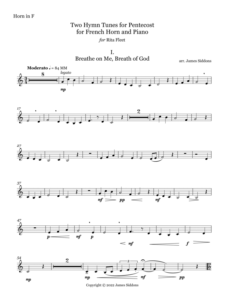 Two Hymn Tunes for Pentecost for French Horn and Piano image number null