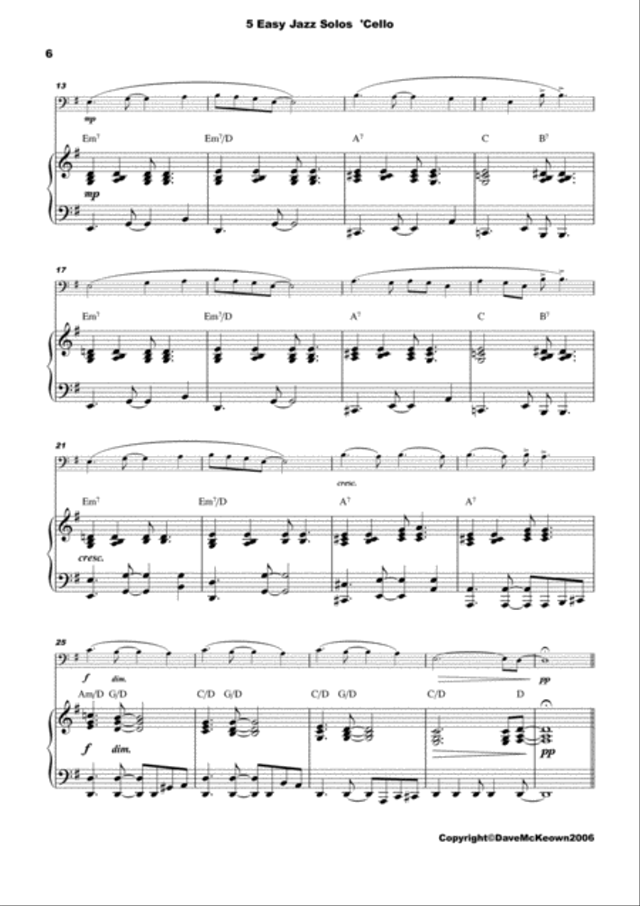 5 Easy Jazz Solos for Cello and Piano Piano scores gallery preview page 6