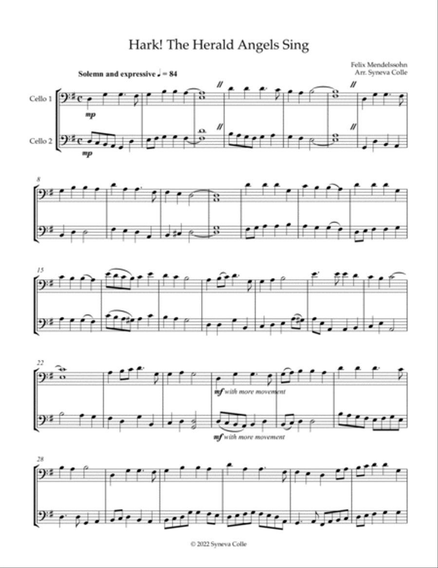 Hark! The Herald Angels Sing Hark! The Herald Angels Sing String Duet scores gallery preview page 2
