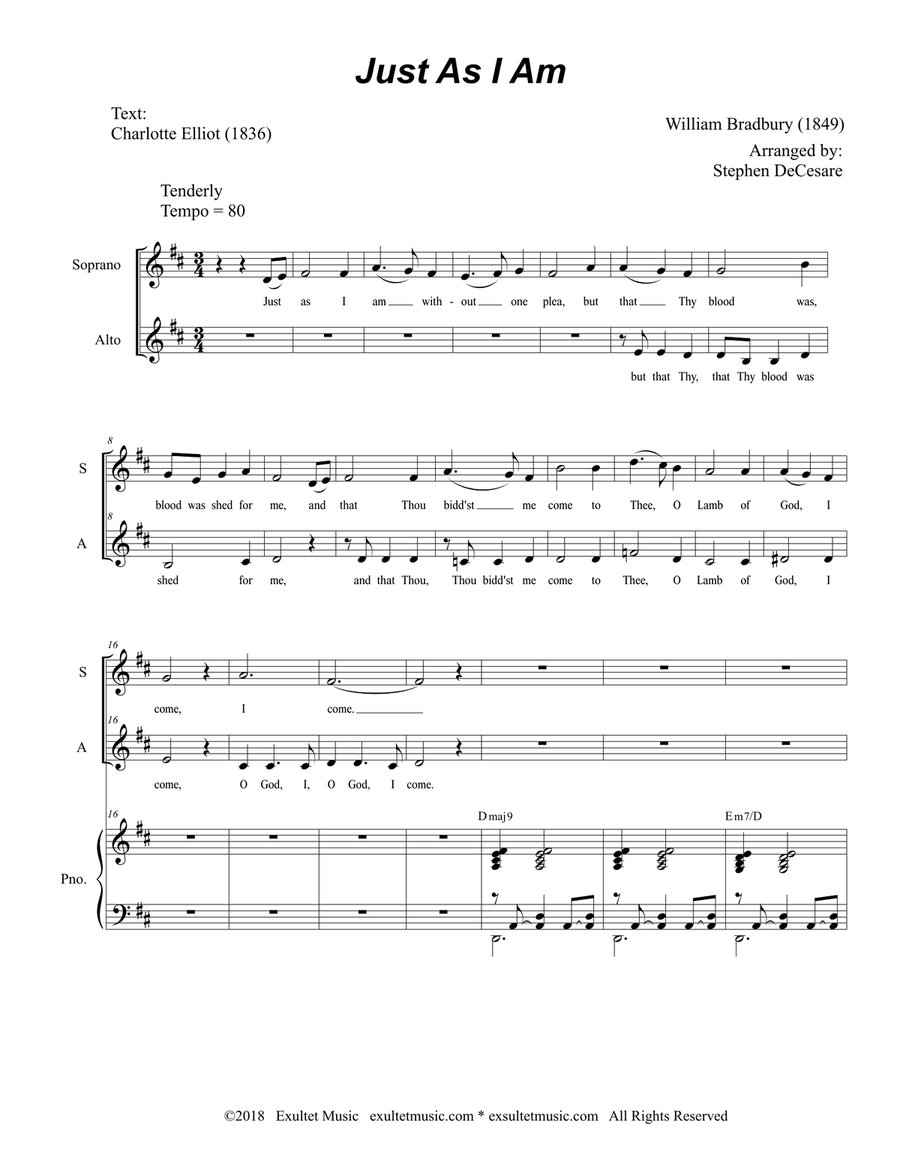 Just As I Am (Duet for Soprano and Alto Solo) Alto Voice scores gallery preview page 2