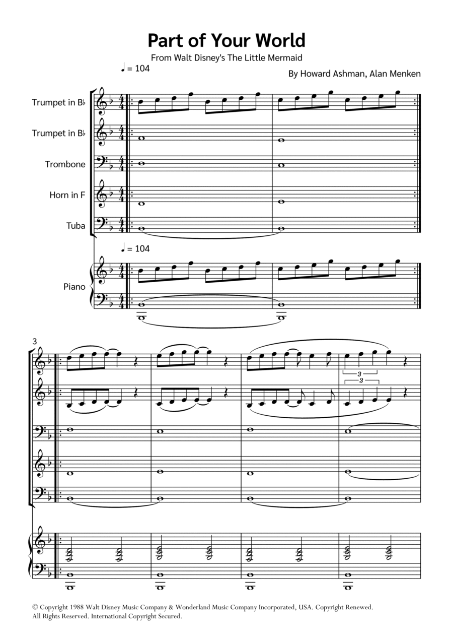 Part Of Your World (reprise) Horn scores gallery preview page 1