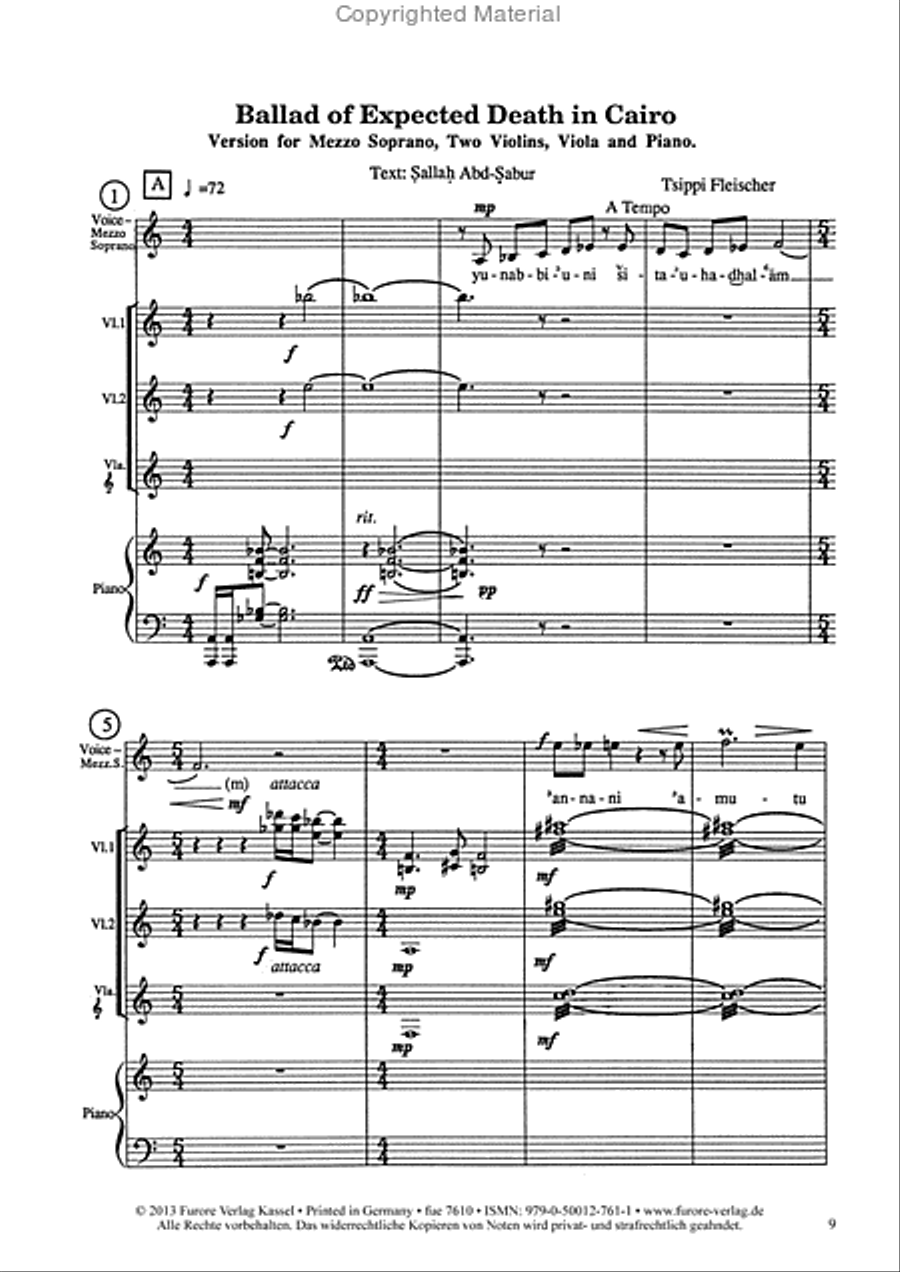 Ballad of Expected Death in Cairo op. 20b, Ballade vom erwarteten Tod in Kairo op. 20b Violin scores gallery preview page 2