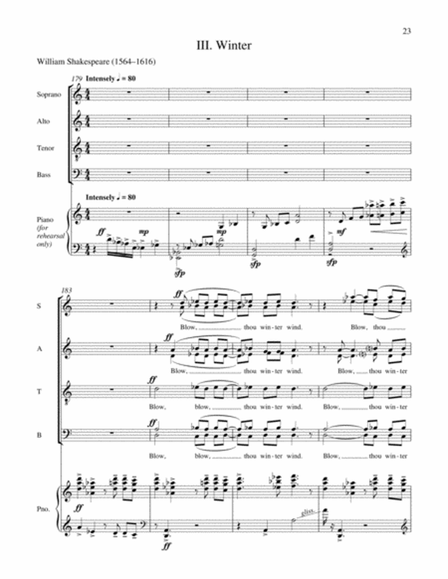 The Seasons (String Quartet Version Piano/Choral Score)