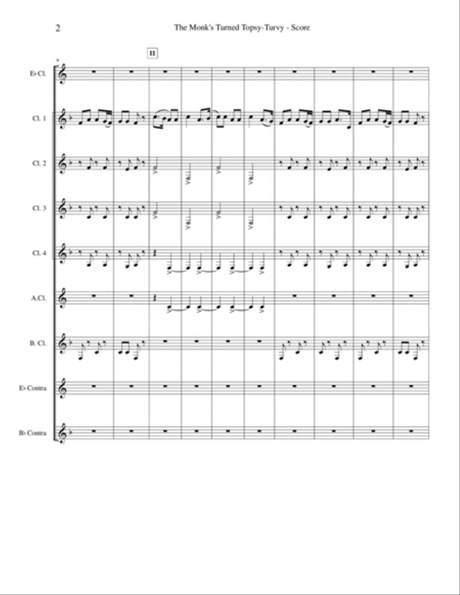 The Monk's Turned Topsy-Turvy Clarinet Choir scores gallery preview page 3