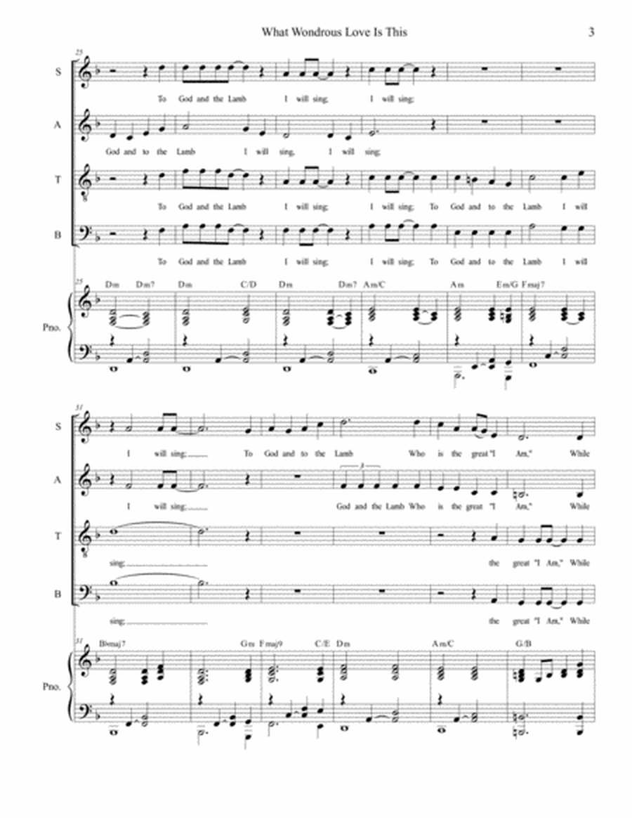 What Wondrous Love (with "Must Jesus Bear The Cross Alone") (for SATB) image number null