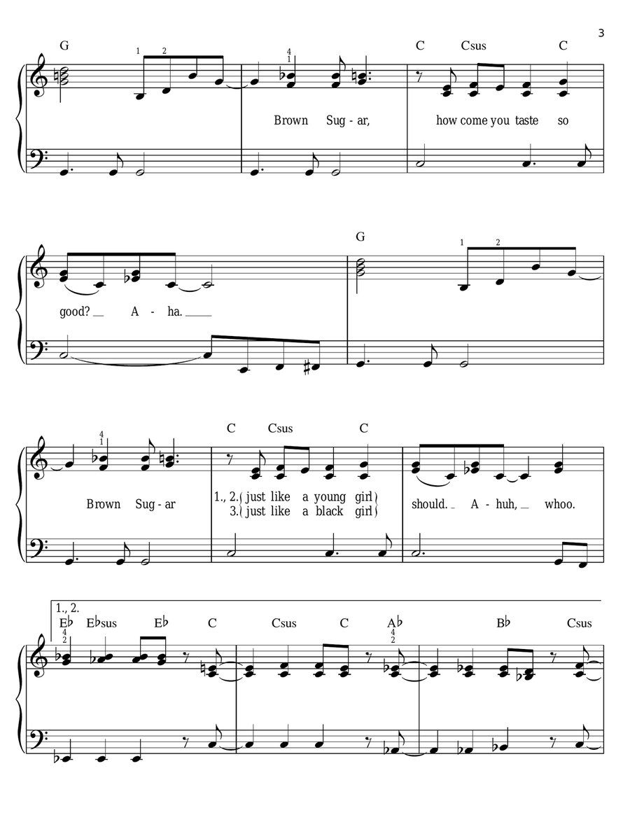 Brown Sugar Easy Piano scores gallery preview page 3