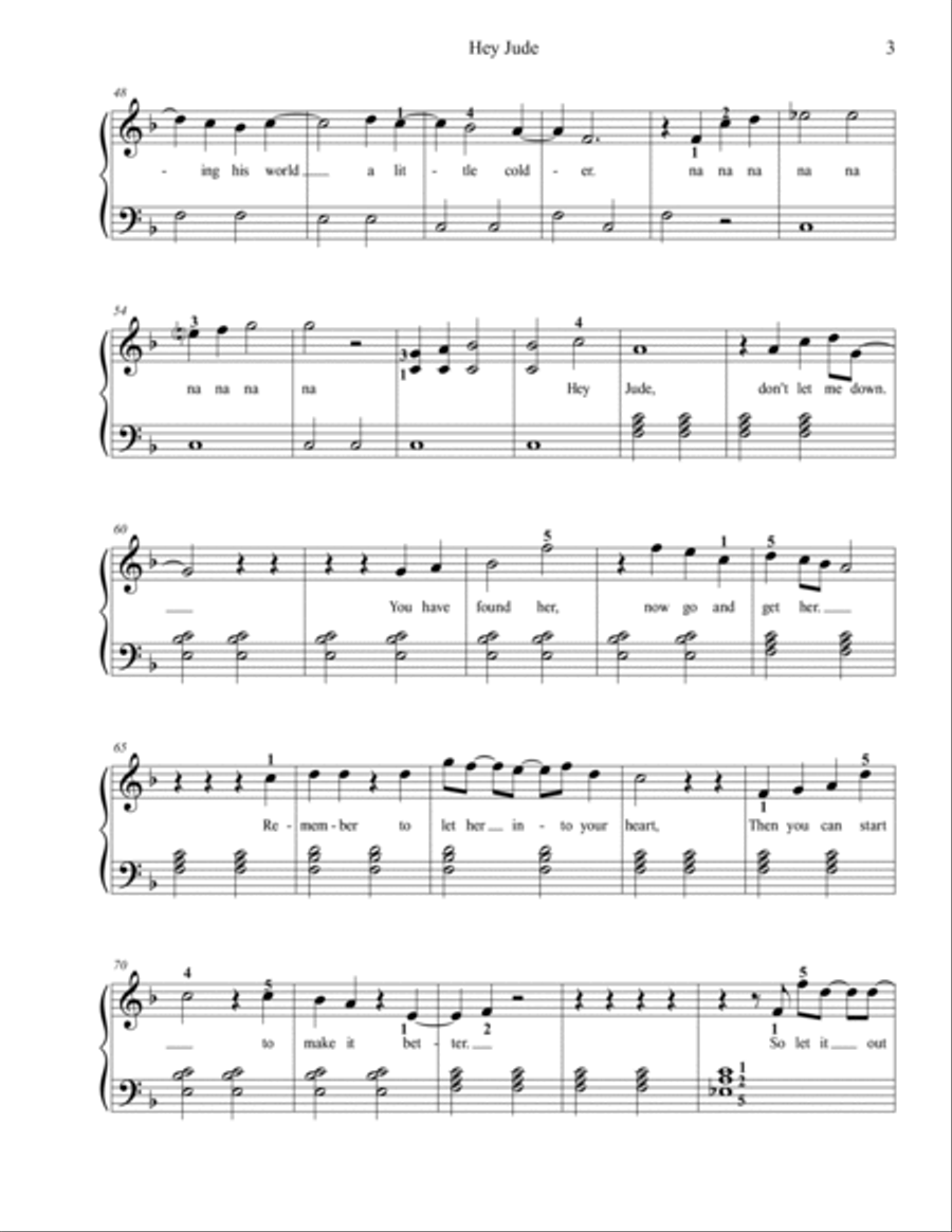 Hey Jude Easy Piano scores gallery preview page 3