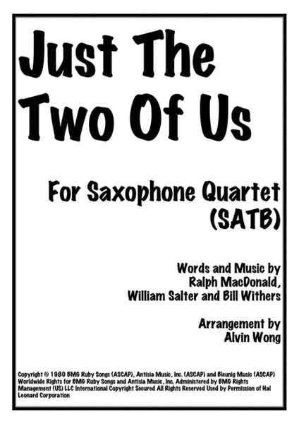 Just The Two Of Us - Saxophone Quartet image number null