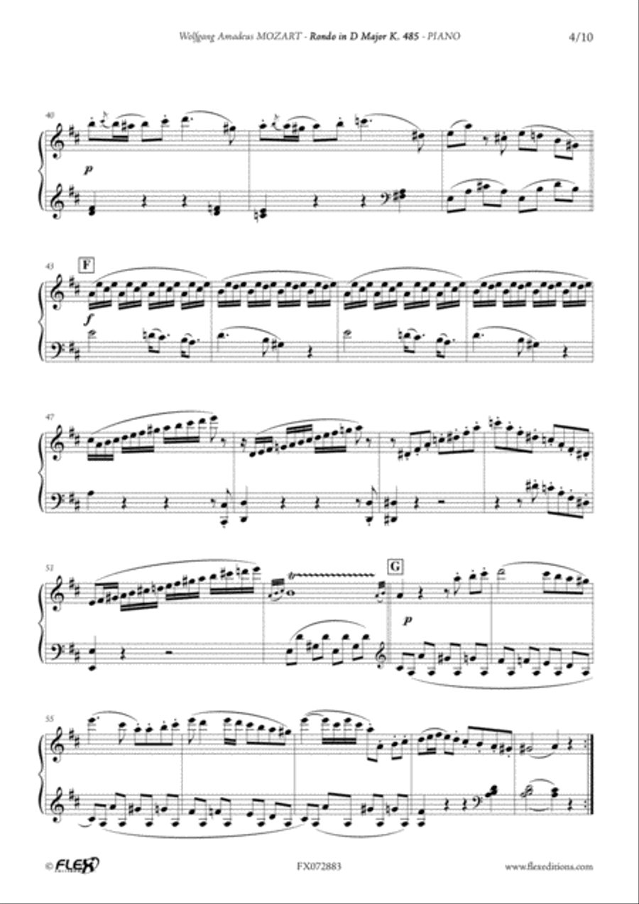 Rondo in D Major K. 485 Piano Solo scores gallery preview page 4