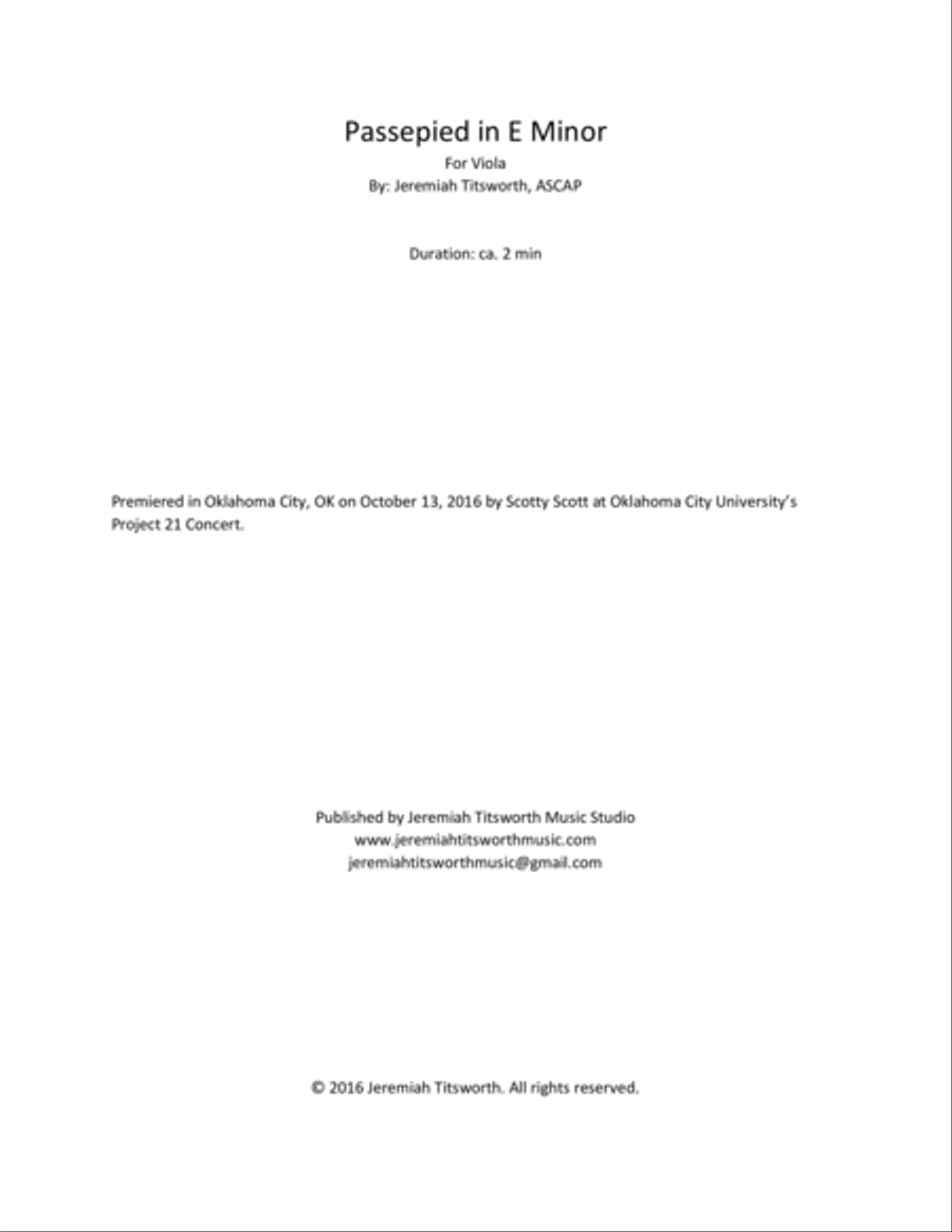 Passepied in E Minor Passepied in E Minor Viola Solo scores gallery preview page 2