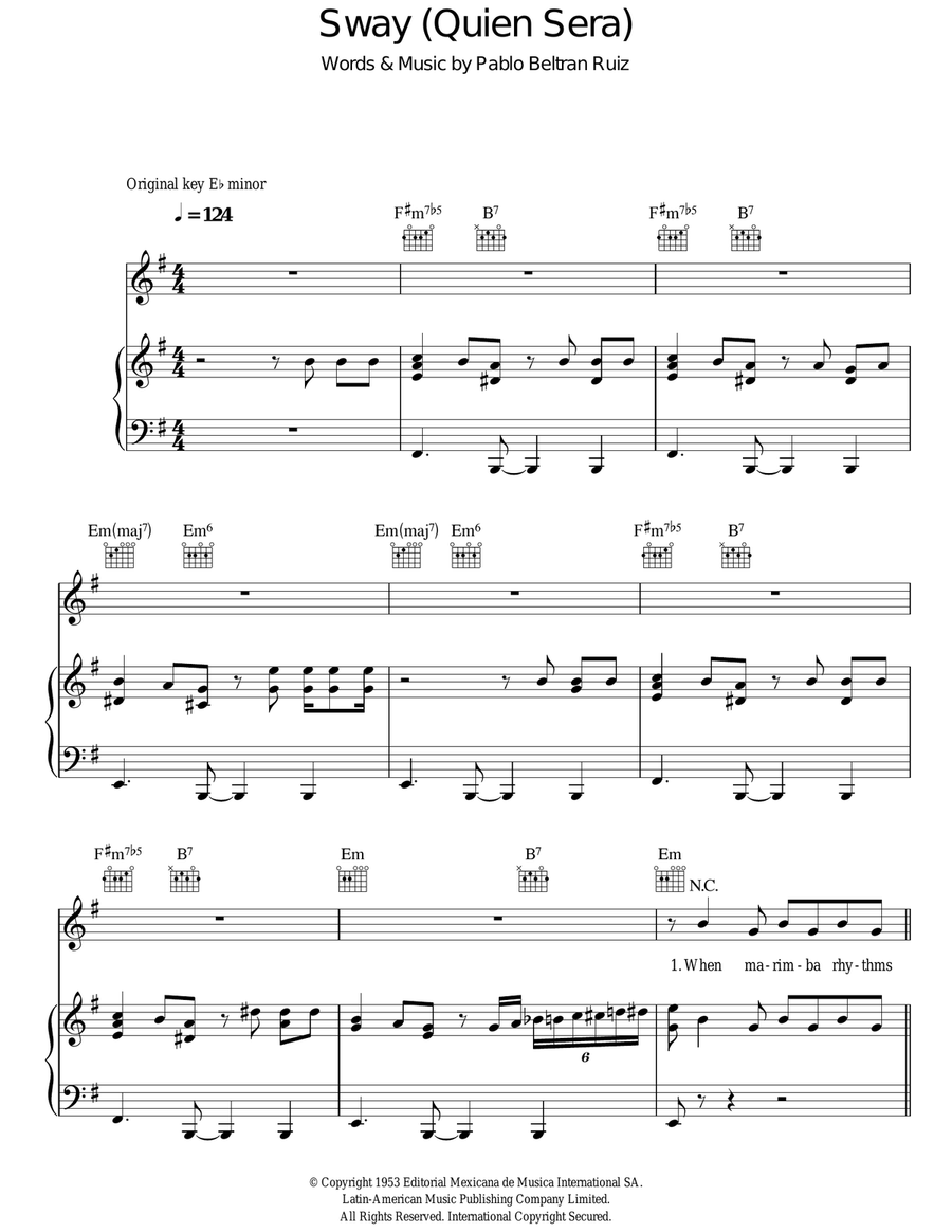Sway (Quien Sera) Sway (Quien Sera) Acoustic Guitar scores gallery preview page 1