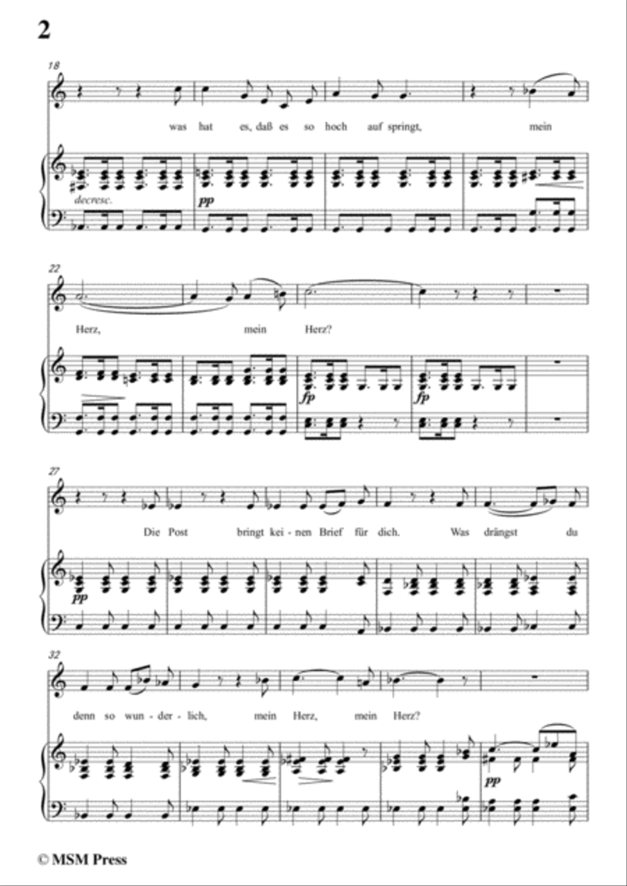 Schubert-Die Post,from 'Winterreise',Op.89(D.911) No.13,in C Major,for Voice&Piano Voice scores gallery preview page 4