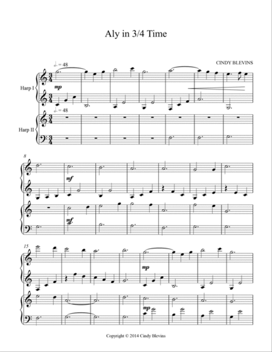 Aly in 3/4 Time, Lap Harp Duet Lap Harp scores gallery preview page 2