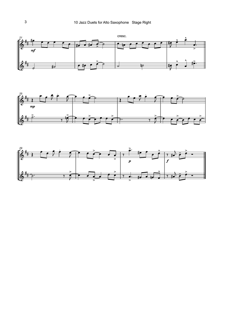 10 Jazz Duets for Alto Saxophone Woodwind Duet scores gallery preview page 4