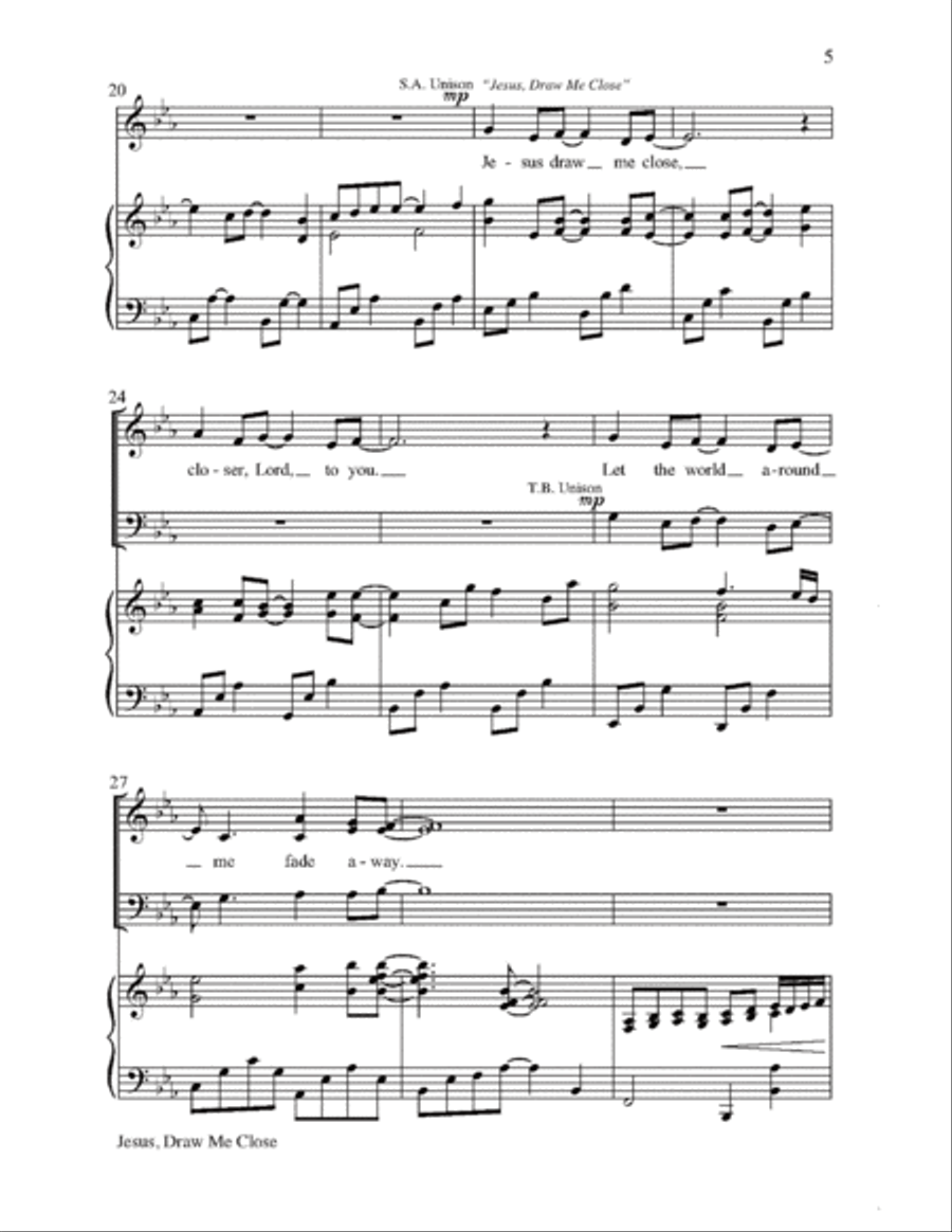 Jesus, Draw Me Close with Close to Thee 4-Part scores gallery preview page 4