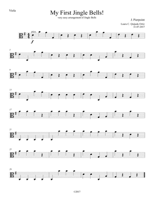 My First Jingle Bells! Easy. Open strings and first finger. VIOLA PART