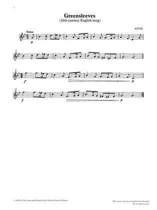 Greensleeves from Graded Music for Tuned Percussion, Book II