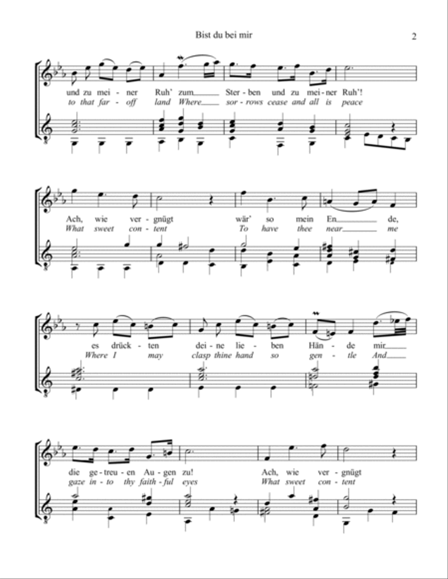 Bist du bei mir, Be thou with me BWV 508 (Eb Major) for voice and guitar (Capo III) Piano, Vocal, Guitar scores gallery preview page 3