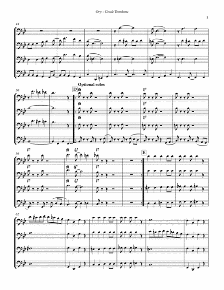 Creole Trombone for Trombone Quartet