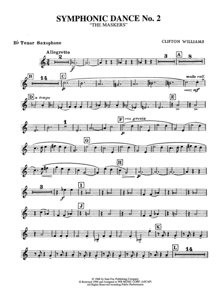 Symphonic Dance No. 2: B-flat Tenor Saxophone