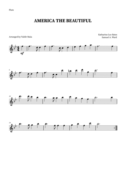 America The Beautiful - Woodwind Quintet (with piano accompaniment + CHORDS) image number null