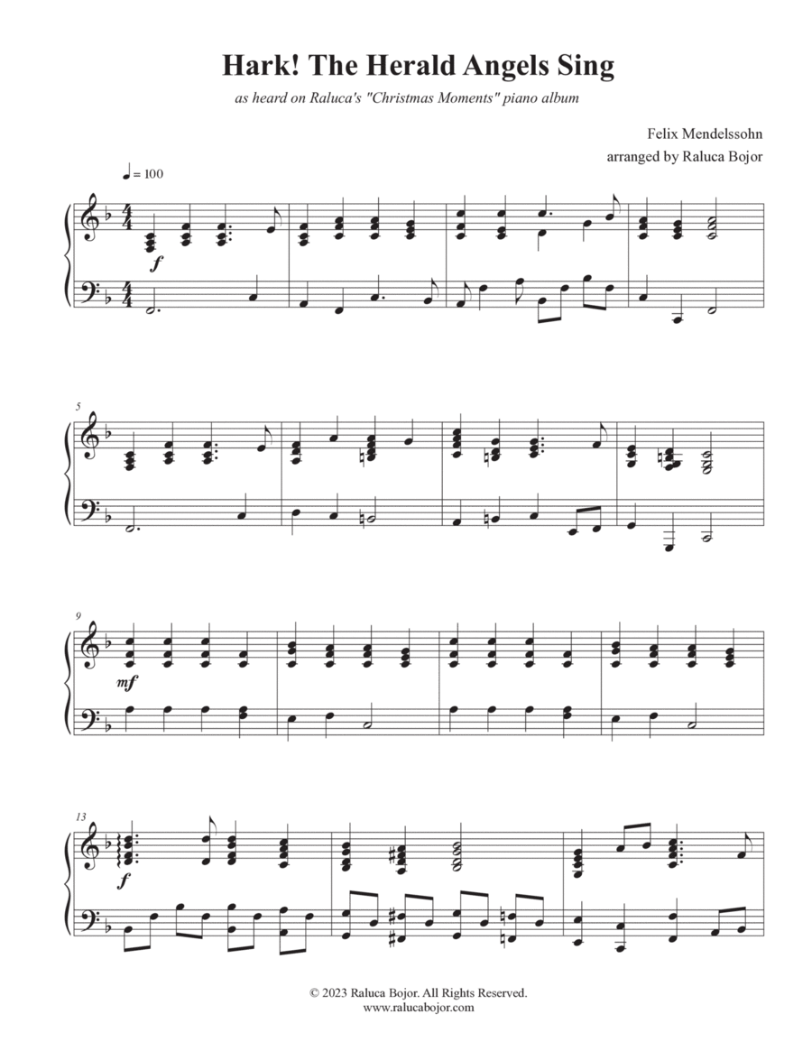 Hark the Herald Angels Sing Piano Solo scores gallery preview page 1