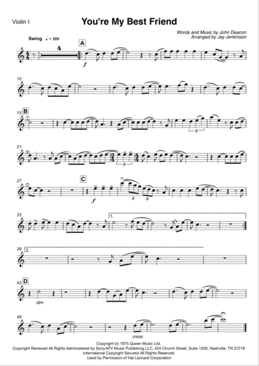 You're My Best Friend String Quartet scores gallery preview page 2